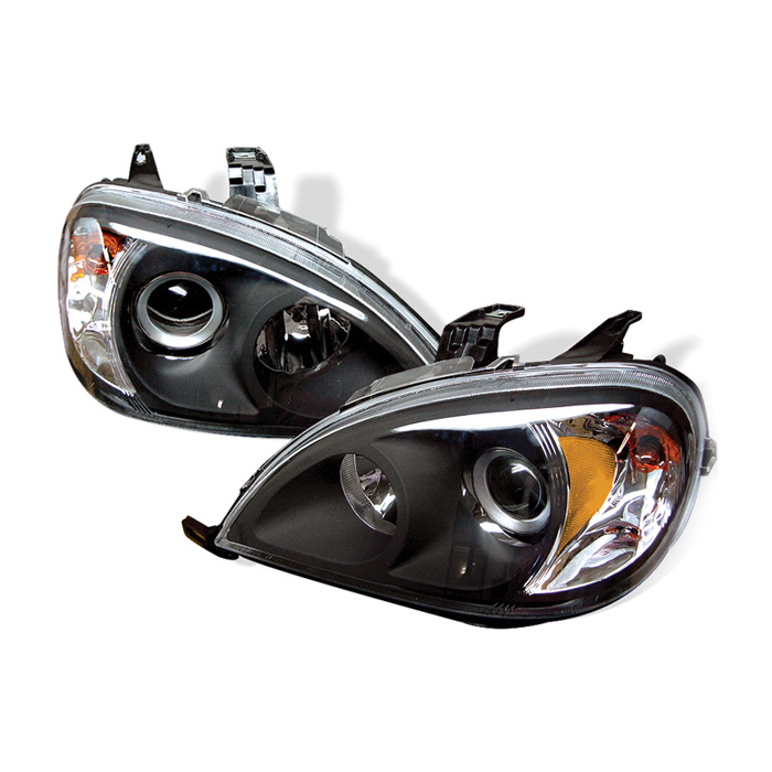 Mercedes Benz W163 M-Class 98-05 Amber Projector Headlights - Black