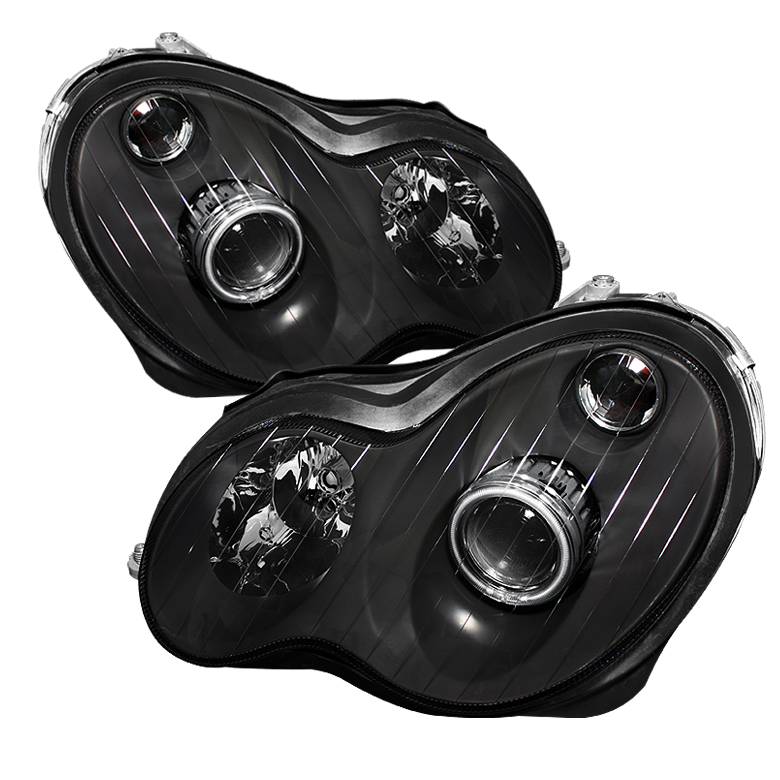 Mercedes Benz W203 C-Class 01-05 ( 4 Door Only ) Halo Projector Headlights - Black