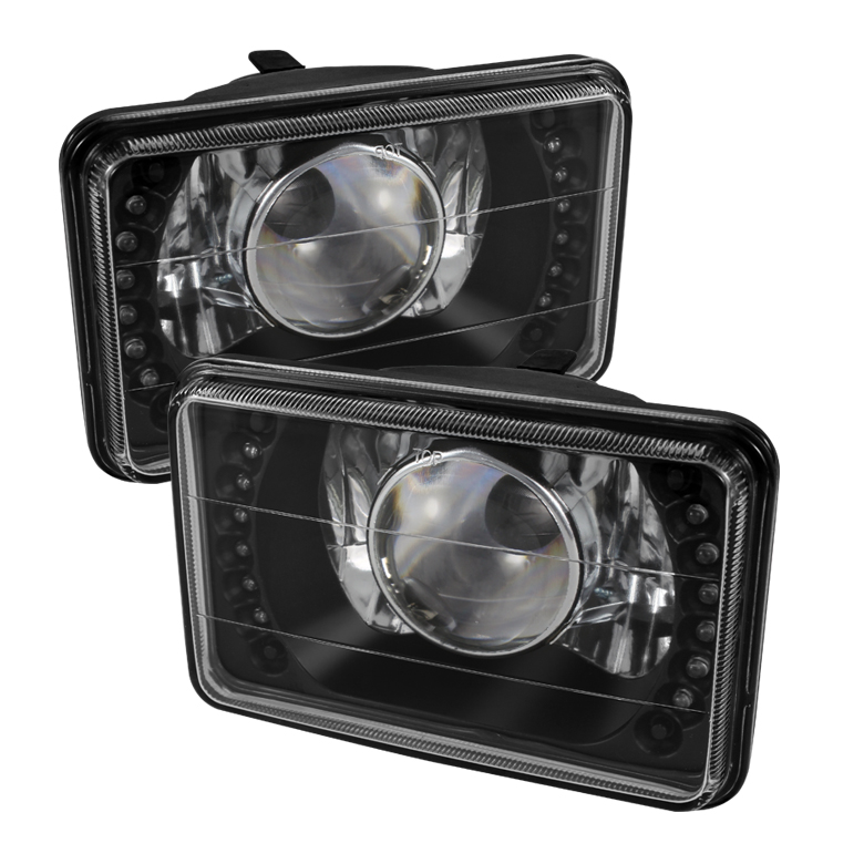 Universal 4x6 Inch Projector Headlights W/LED - Black