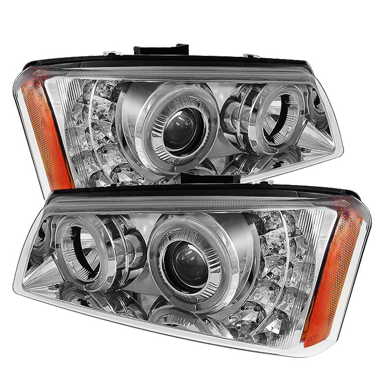 Chevy Silverado 03-06 / Silverado 1500HD 03-07 / Avalanche 02-06 Projector Headlights ( Will Not Fit Model With Body Cladding ) - LED Halo - Chrome