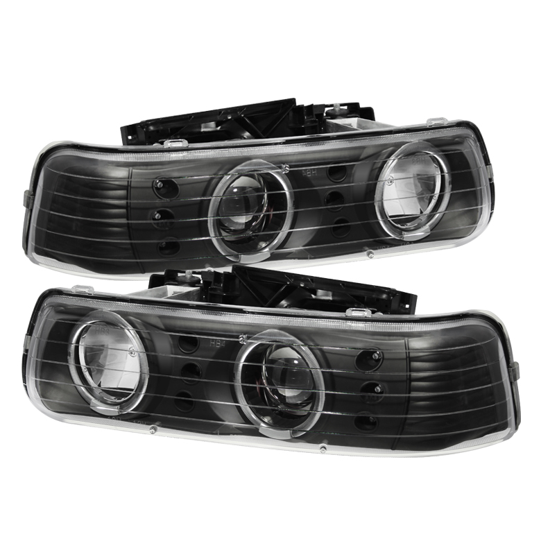 Chevy Silverado 1500/2500 99-02 / Chevy Silverado 3500 01-02 / Chevy Suburban 1500/2500 00-06 / Chevy Tahoe 00-06 Projector Headlights - LED Halo - LED - Black