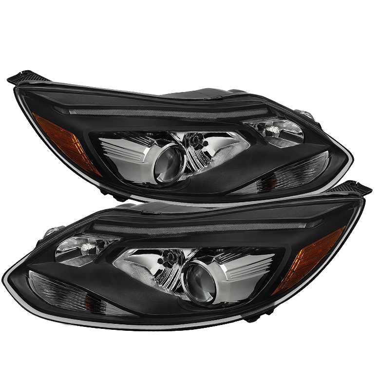 Ford Focus 12-14 Projector Headlights - Halogen Model Only ( Not Compatible With Xenon/HID Model ) - Black