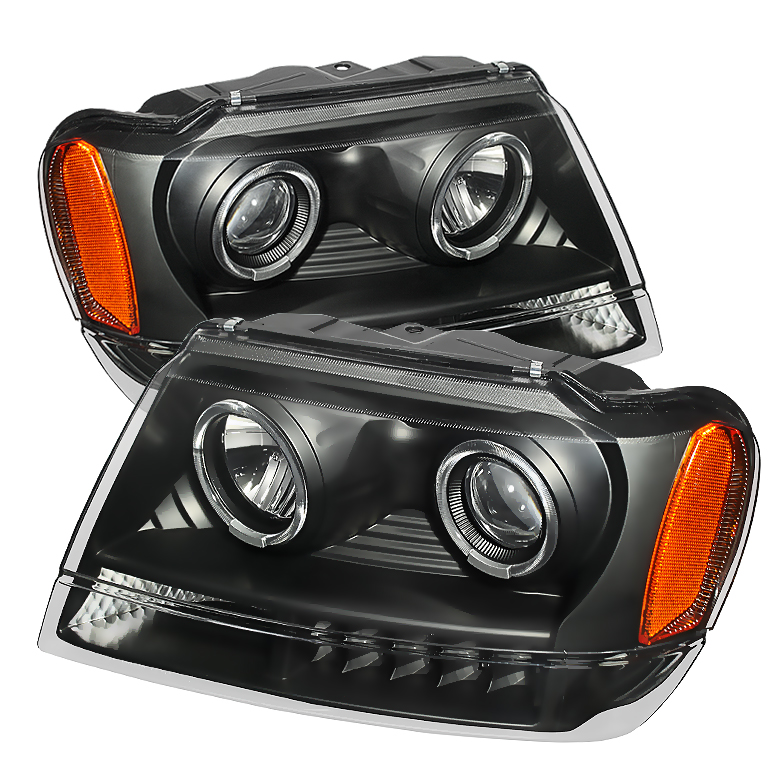 Jeep Grand Cherokee 99-04 Projector Headlights - LED Halo - Black