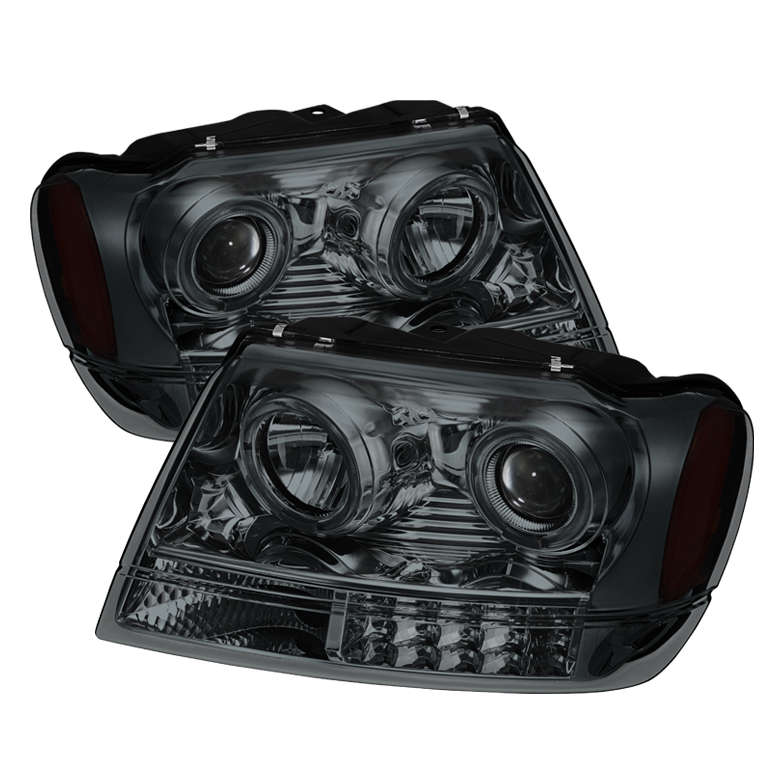 Jeep Grand Cherokee 99-04 Projector Headlights - LED Halo - Smoked