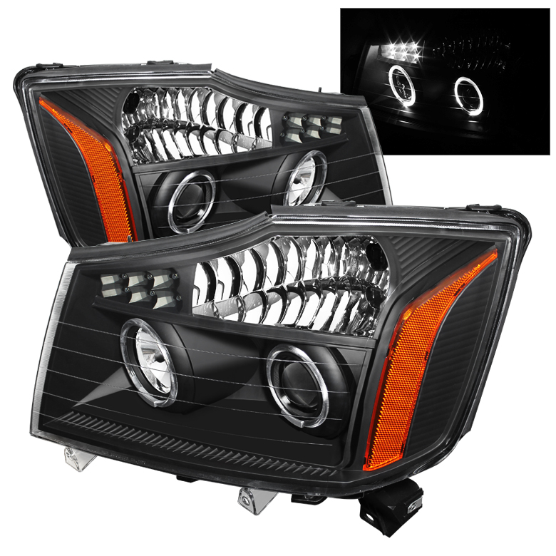 Nissan Titan 04-14 / Nissan Armada 04-07 Projector Headlights - LED Halo - Black