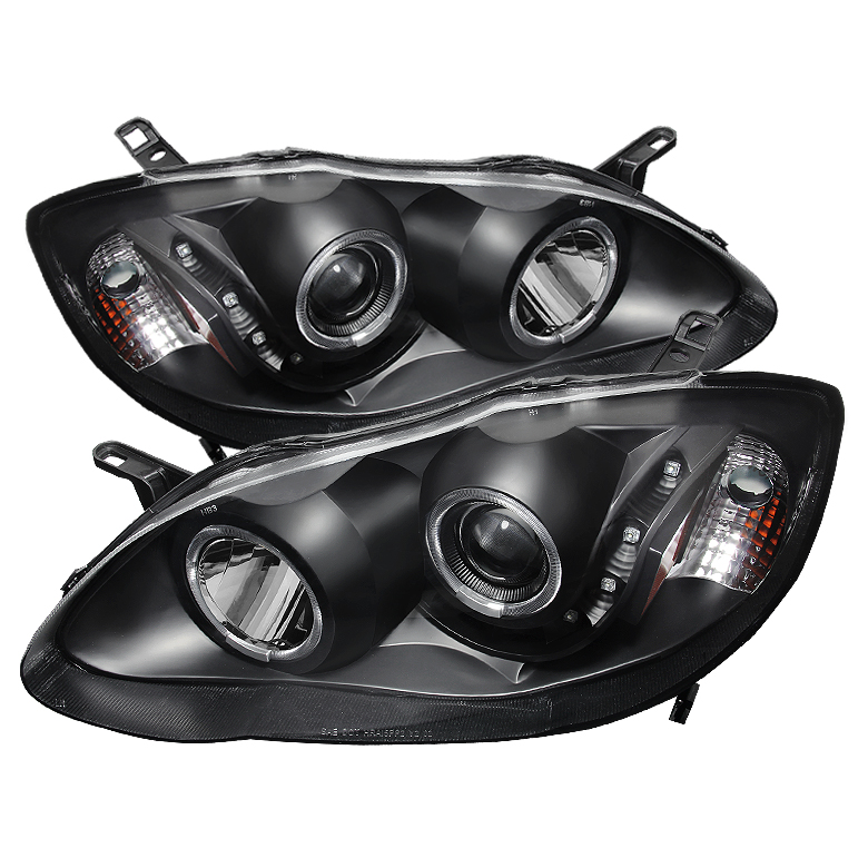 Toyota Corolla 03-08 Projector Headlights - LED Halo - Black