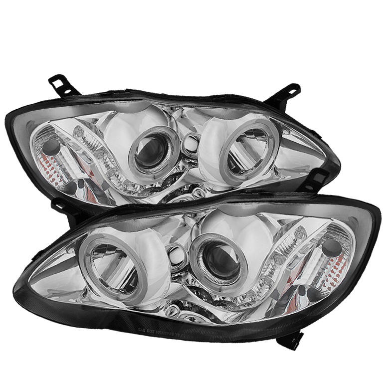 Toyota Corolla 03-08 Projector Headlights - LED Halo - Chrome