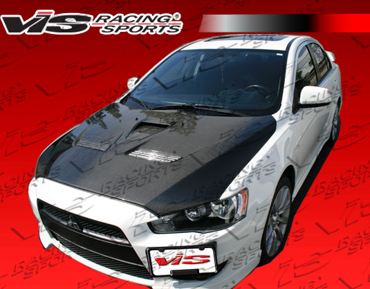 2008-2012 Mitsubishi Lancer 4Dr Evo 10 Style Carbon Fiber Hood